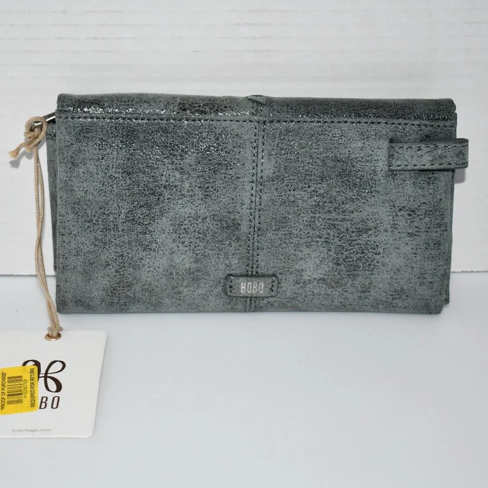 HOBO  Keen Continental Leather Wallet  in  Grey  #BF-81028  NWT
